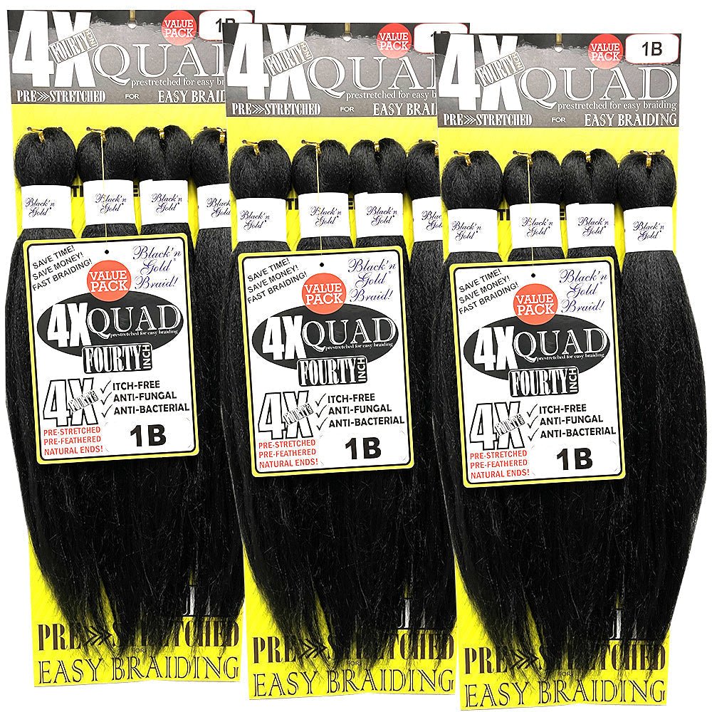 4X QUAD Pre Stretched Braiding Hair 20" for Easy Braiding - petrasbesutyclub